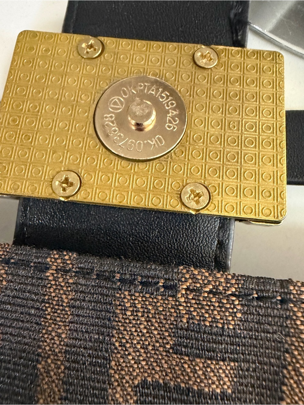 Designer-Inspired Brown Monogram Shoulder Bag with Gold Hardware - Picture 7 of 10